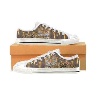 Tiger White Canvas Women's Shoes/Large Size - TeeAmazing