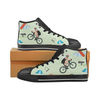 Cycling Pattern Black High Top Canvas Shoes for Kid - TeeAmazing