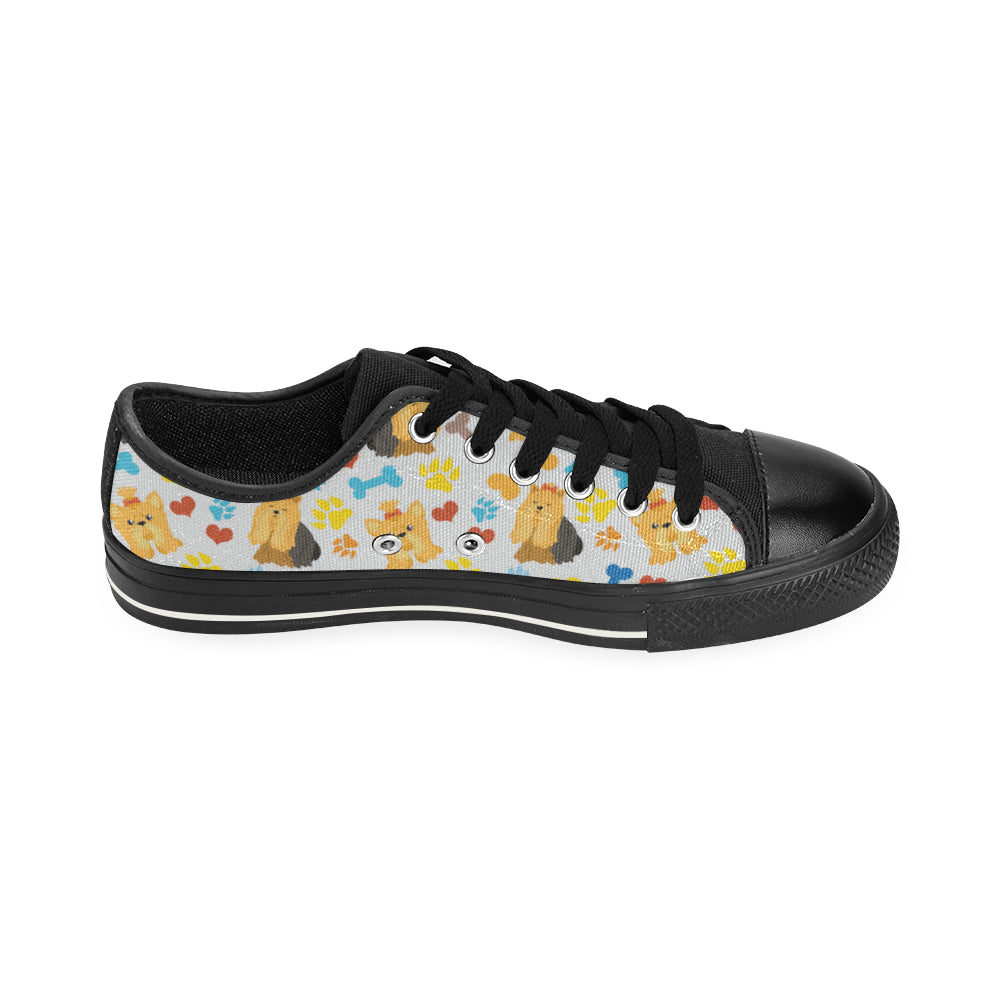 Shih Tzu Pattern Black Low Top Canvas Shoes for Kid - TeeAmazing