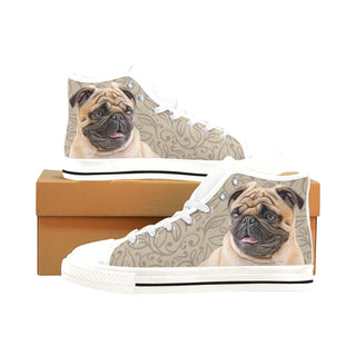Pug Lover White Men’s Classic High Top Canvas Shoes /Large Size - TeeAmazing