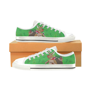 Reindeer Christmas White Low Top Canvas Shoes for Kid - TeeAmazing