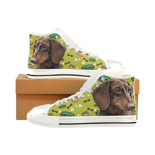 Dachshund White High Top Canvas Women's Shoes/Large Size - TeeAmazing