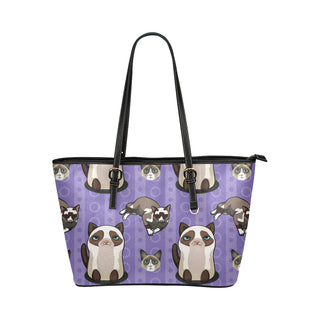 Snowshoe Cat Leather Tote Bag/Small - TeeAmazing