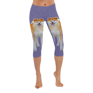 Akita Lover Low Rise Capri Leggings (Invisible Stitch) (Model L08) - TeeAmazing