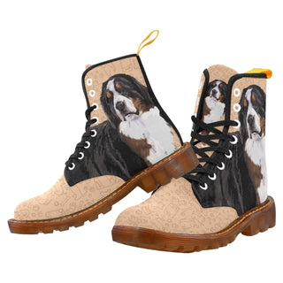 Bernese Mountain Black Boots For Men - TeeAmazing