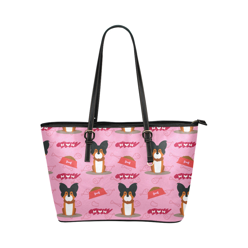 Papillon Pattern Leather Tote Bag/Small - TeeAmazing