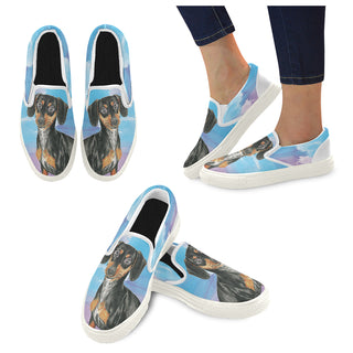 Dachshund Water Colour No.1 White Women's Slip-on Canvas Shoes - TeeAmazing