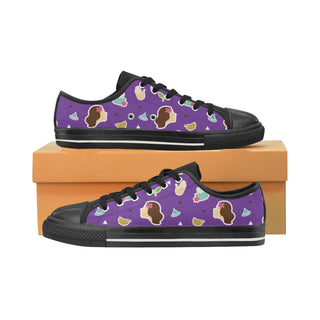 Chemist Pattern Black Low Top Canvas Shoes for Kid - TeeAmazing