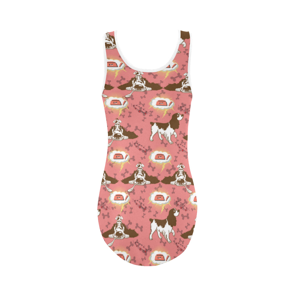 English Cocker Spaniel Pattern Vest One Piece Swimsuit - TeeAmazing