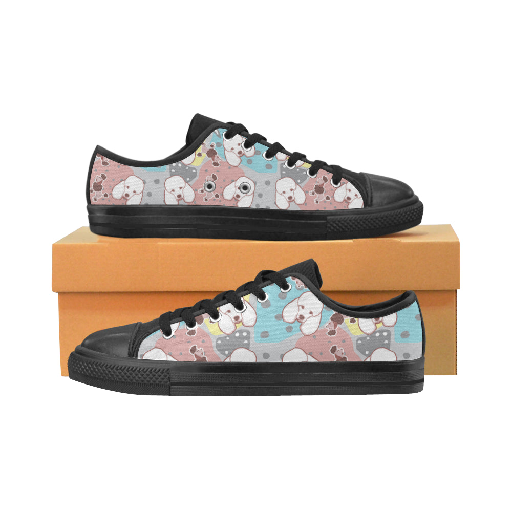 Poodle Pattern Black Low Top Canvas Shoes for Kid - TeeAmazing