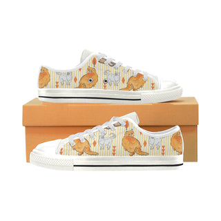 Exotic Longhair White Low Top Canvas Shoes for Kid - TeeAmazing