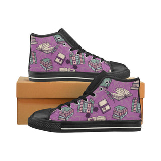 Book Lover Black Women's Classic High Top Canvas Shoes - TeeAmazing
