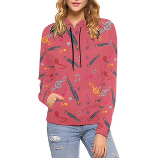 Clarinet Pattern All Over Print Hoodie for Women (USA Size) (Model H13) - TeeAmazing