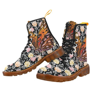 Butterfly Black Boots For Women - TeeAmazing