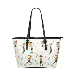 Zoo Keeper Pattern Leather Tote Bag/Small - TeeAmazing
