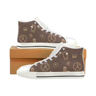 Accountant Pattern White Men’s Classic High Top Canvas Shoes - TeeAmazing