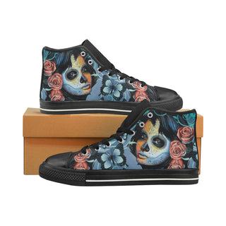 Sugar Skull Tattoo Black High Top Canvas Women's Shoes/Large Size - TeeAmazing