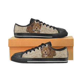Shorkie Dog Black Low Top Canvas Shoes for Kid - TeeAmazing