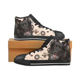 Schip-A-Pom Dog Black Men’s Classic High Top Canvas Shoes /Large Size - TeeAmazing