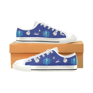 Paramedic Pattern White Low Top Canvas Shoes for Kid - TeeAmazing