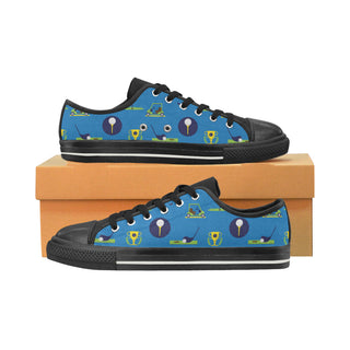 Golf Pattern Black Low Top Canvas Shoes for Kid - TeeAmazing