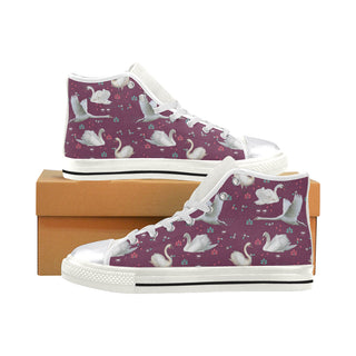 Swan White Women's Classic High Top Canvas Shoes - TeeAmazing