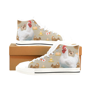 Chicken Lover White Men’s Classic High Top Canvas Shoes /Large Size - TeeAmazing