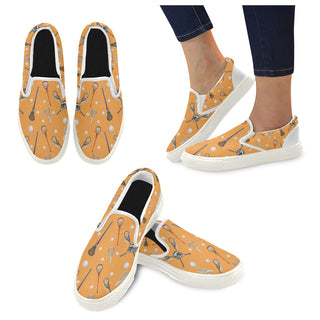 Lacrosse Pattern White Women's Slip-on Canvas Shoes - TeeAmazing