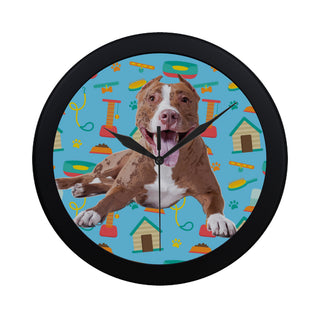 Pit bull Black Circular Plastic Wall clock - TeeAmazing