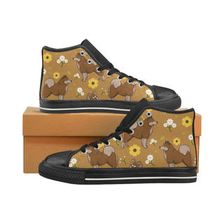 Eurasier Flower Black High Top Canvas Women's Shoes/Large Size (Model 017) - TeeAmazing