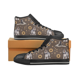 Afghan Hound Flower Black High Top Canvas Shoes for Kid (Model 017) - TeeAmazing