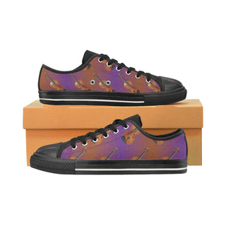 Violin Pattern Black Low Top Canvas Shoes for Kid - TeeAmazing