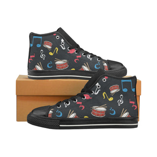 Snare Drum Pattern Black High Top Canvas Women's Shoes/Large Size - TeeAmazing