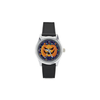 Pumpkin Halloween Kid's Stainless Steel Leather Strap Watch - TeeAmazing