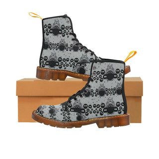 Totoro Pattern Black Boots For Men - TeeAmazing