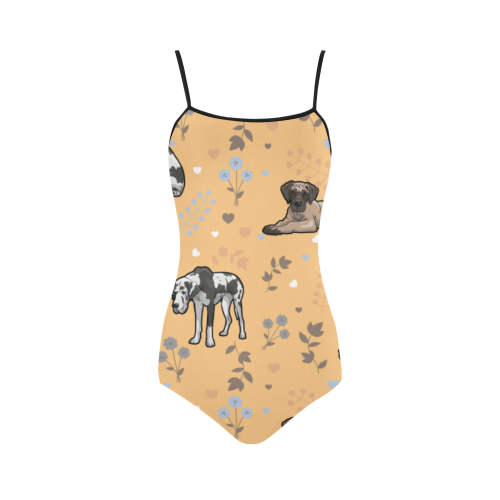 Great Dane Flower Strap Swimsuit ( Model S05) - TeeAmazing