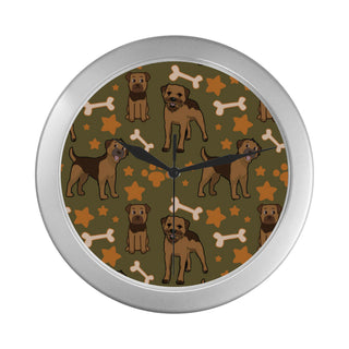 Border Terrier Pattern Silver Color Wall Clock - TeeAmazing