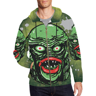 Creature on black lagoon All Over Print Full Zip Hoodie for Men - TeeAmazing