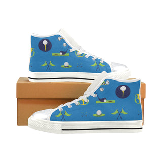 Golf Pattern White High Top Canvas Shoes for Kid - TeeAmazing