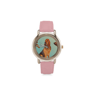 Bloodhound Lover Women's Rose Gold Leather Strap Watch - TeeAmazing