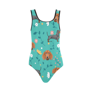 Dachshund Flower Vest One Piece Swimsuit (Model S04) - TeeAmazing
