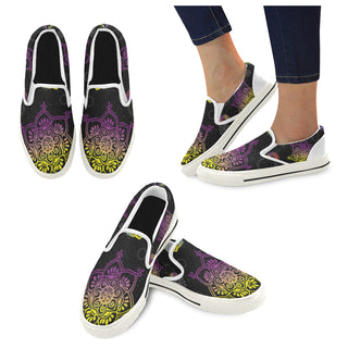 Chakra White Women's Slip-on Canvas Shoes/Large Size (Model 019) - TeeAmazing