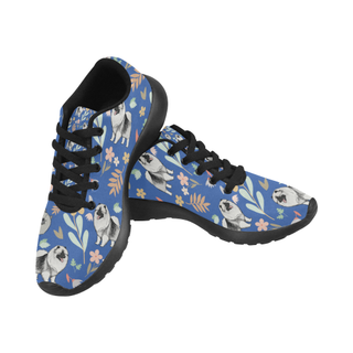 Keeshound Flower Black Sneakers for Women - TeeAmazing