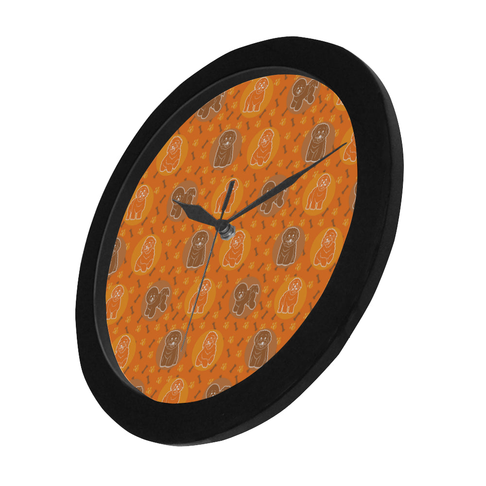 Bichon Frise Pattern Black Circular Plastic Wall clock - TeeAmazing