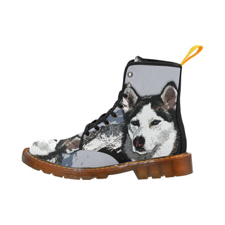 Siberian Husky Painting Black Boots For Women - TeeAmazing