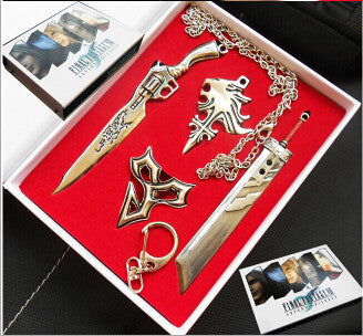 Final Fantasy 4 PCS Necklace and Weapon Key Chain 2 Styles Optional with The Original BOX - TeeAmazing