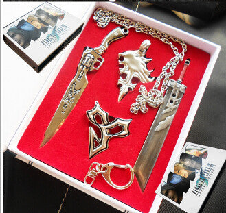 Final Fantasy 4 PCS Necklace and Weapon Key Chain 2 Styles Optional with The Original BOX - TeeAmazing