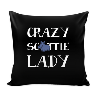 Crazy Scottie Lady Dog Pillow Cover - Scottish Terrier Accessories - TeeAmazing