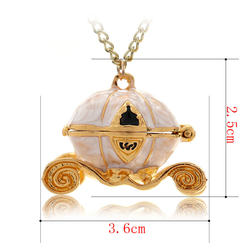 Sweet Pumpkin Carriage Necklace Cinderella Fairy Tale God-Mother Magic Alloy Chains Exquisite Pendants Necklace - TeeAmazing