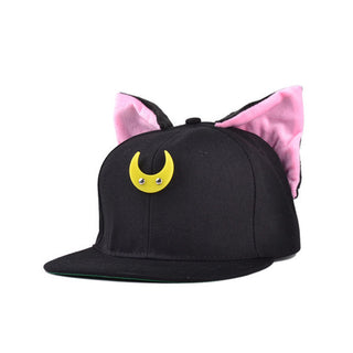 Lovely Sailor Moon Tsukino Usagi Luna Snapback Cat Ears Hip Hop Hat Baseball Cap 2 Colors - TeeAmazing